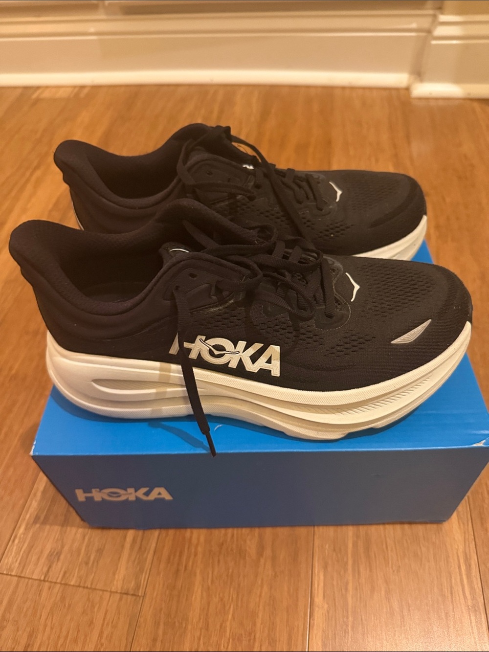 Hoka Black and White Road Running Sneakers - Picture 2 of 9